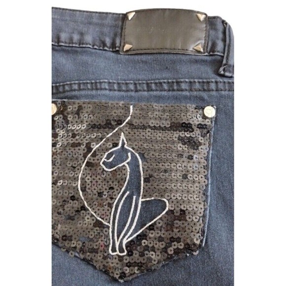 Baby Phat Size 9 Jeans Y2K Dark Wash Denim Stretch Jeans Straight Leg Pants Low - Picture 5 of 11